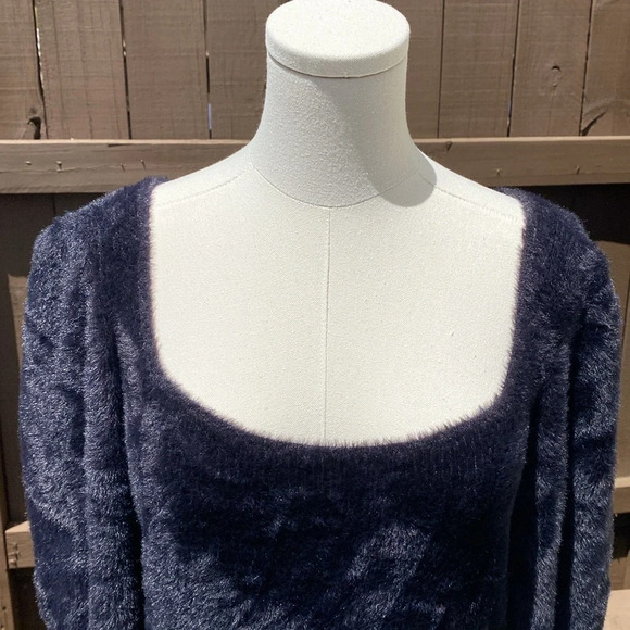 Free people Moonbeam black fuzzy pullover sweater size medium - Picture 12 of 16